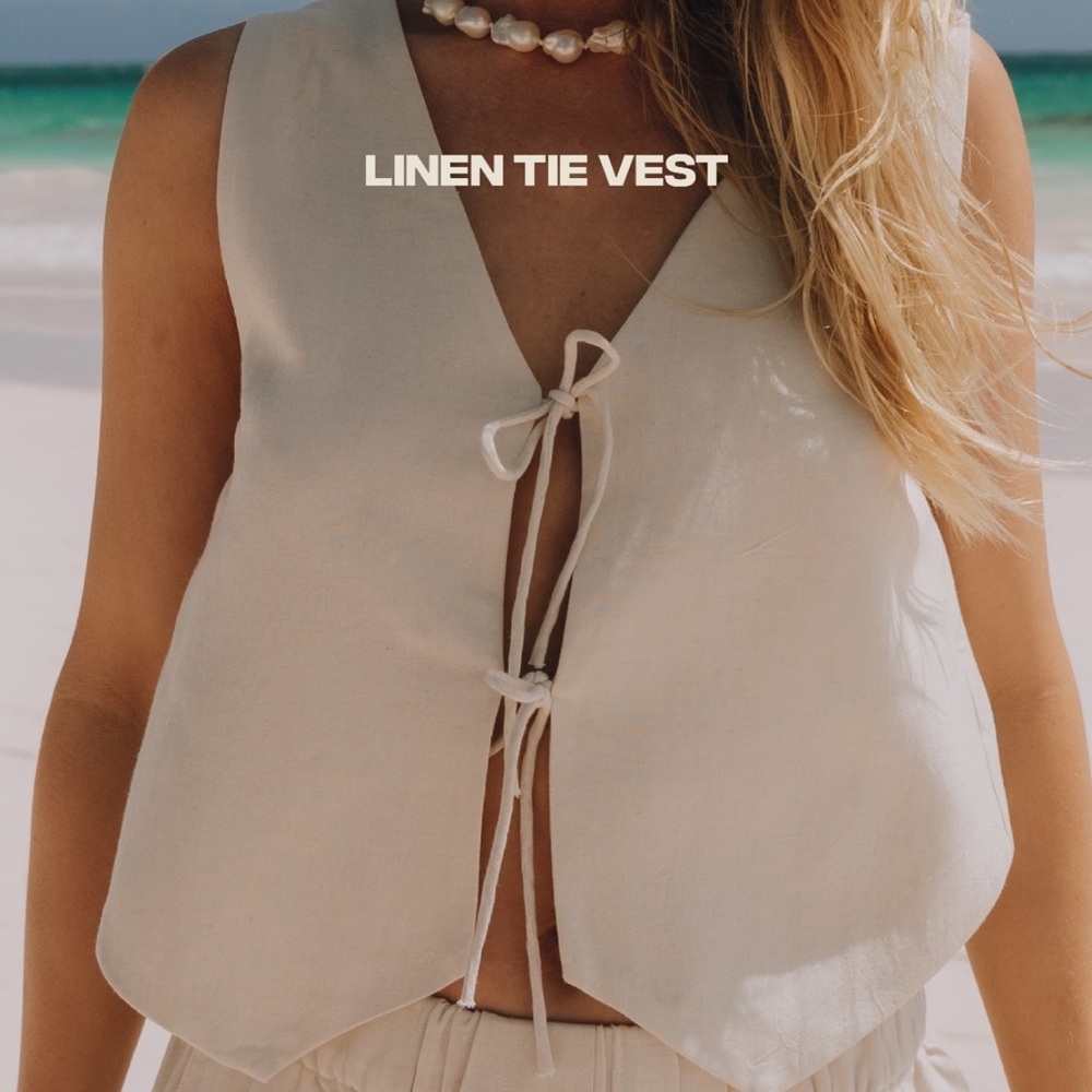 Daily Drills Linen Tie Vest - Sand